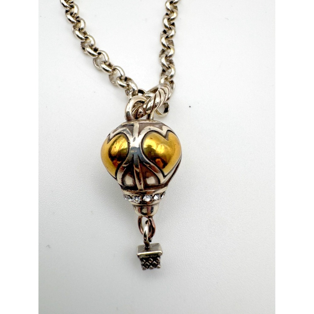 Vintage Brighton Necklace Hot Air Balloon Pendant Heart Two Tone 18"